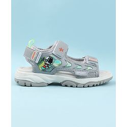 Cute Walk by Babyhug Velcro Closure Sandals with Space Theme Print & Applique - Khaki