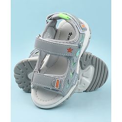 Cute Walk by Babyhug Velcro Closure Sandals with Space Theme Print & Applique - Khaki