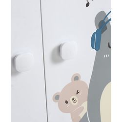 Babyhug 3 Layer Plastic Kids Wardrobe & Storage Cabinet with Wheels  Bear & Music - White| Multipurpose Organizer for Toys, Books & Clothes| Anti-Slip Base| Easy Assembly| Sturdy High Density Plastic