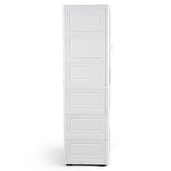 Babyhug 4 Layer High Density Plastic Storage Cabinet Bear & Balloon Easy to Assemble Storage Organizer Smooth Wheels Easy Access Draws Easy Maintenance Cloths Toys & Book Organizer- White
