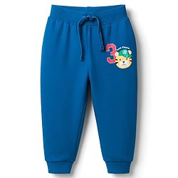 Babyhug Terry Knit Full Length Lounge Pant with Sport Print - Navy Blue