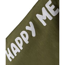 Babyhug Terry Knit Full Length Lounge Pant With Happy Me Print - Olive Green