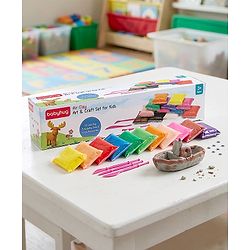 Babyhug Air Clay Art & Craft Set for Kids - Pack of 12 with 3 Sculpting Tools & 6 Eye Packs Enhances Creativity & Imagination Play Clay For 3 to 10 Years Kids Birthday Return Gift.
