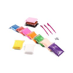 Babyhug Air Clay Art & Craft Set for Kids - Pack of 12 with 3 Sculpting Tools & 6 Eye Packs Enhances Creativity & Imagination Play Clay For 3 to 10 Years Kids Birthday Return Gift.