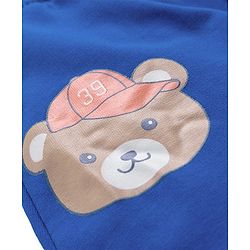Babyhug Cotton Knit Full Length Lounge Pant with Bear Graphic - Blue