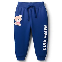 Babyhug Terry Knit Full Length Lounge Pant With Animal Print - Navy Blue