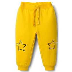 Babyhug Terry Knit Full Length Lounge Pant With Star Print - Yellow