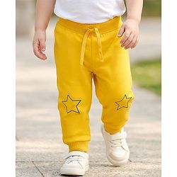 Babyhug Terry Knit Full Length Lounge Pant With Star Print - Yellow