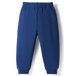 Babyhug Cotton Terry Knit Full Length Lounge Pant With Dino Print - Navy Blue