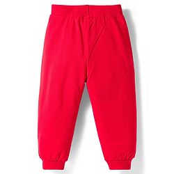 Babyhug Cotton Terry Knit Full Length Lounge Pant With Vehicle Print - Red