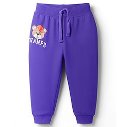 Babyhug Cotton Knit Full Length Lounge Pant With Teddy Bear Print - Purple