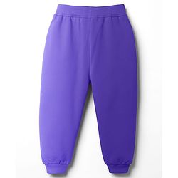 Babyhug Cotton Knit Full Length Lounge Pant With Teddy Bear Print - Purple
