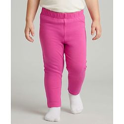 Babyhug Cotton Lycra Knit Full Length Solid Color Legging - Pink