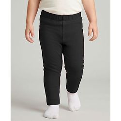Babyhug Cotton Lycra Knit Full Length Solid Color Legging - Black