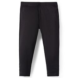 Babyhug Cotton Lycra Knit Full Length Solid Color Legging - Black