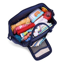 Babyhug 2 in 1 Quilted Spacious & Multifunctional Tote Cum Sling Diaper Bag  - Blue