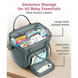 Babyhug 2 in 1 Quilted Spacious & Multifunctional Tote Cum Sling Diaper Bag  - Blue