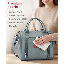 Babyhug 2 in 1 Quilted Spacious & Multifunctional Tote Cum Sling Diaper Bag  - Blue