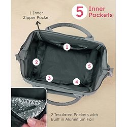 Babyhug 2 in 1 Quilted Spacious & Multifunctional Tote Cum Sling Diaper Bag  - Blue