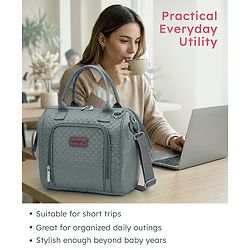 Babyhug 2 in 1 Quilted Spacious & Multifunctional Tote Cum Sling Diaper Bag  - Blue