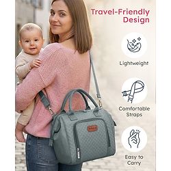 Babyhug 2 in 1 Quilted Spacious & Multifunctional Tote Cum Sling Diaper Bag  - Blue