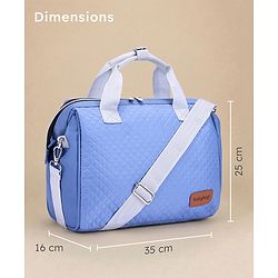 Babyhug 2-in-1 Quilted Sling cum Tote Diaper Bag for Travel | Spacious, Stylish & Multifunctional | Adjustable Shoulder Strap| 3 Insulated Bottle Pouches| Water Resistant| Carry Handle- Blue
