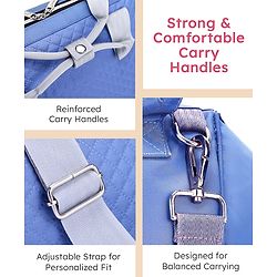 Babyhug 2-in-1 Quilted Sling cum Tote Diaper Bag for Travel | Spacious, Stylish & Multifunctional | Adjustable Shoulder Strap| 3 Insulated Bottle Pouches| Water Resistant| Carry Handle- Blue
