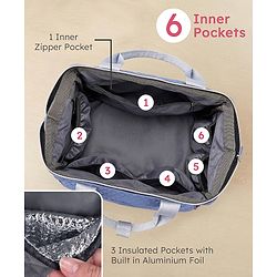 Babyhug 2-in-1 Quilted Sling cum Tote Diaper Bag for Travel | Spacious, Stylish & Multifunctional | Adjustable Shoulder Strap| 3 Insulated Bottle Pouches| Water Resistant| Carry Handle- Blue