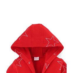 Babyhug Terry Knit Full Sleeves Hooded Bathrobe with Star Print - Red