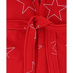 Babyhug Terry Knit Full Sleeves Hooded Bathrobe with Star Print - Red