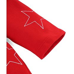 Babyhug Terry Knit Full Sleeves Hooded Bathrobe with Star Print - Red