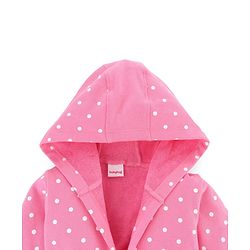 Babyhug Terry Knit Full Sleeves Hooded Bathrobe with Polka Dot Print - Pink