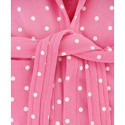 Babyhug Terry Knit Full Sleeves Hooded Bathrobe with Polka Dot Print - Pink