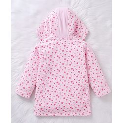 Babyhug Terry Knit Bathrobe with Hoodie & Star Print - Pink