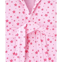 Babyhug Terry Knit Bathrobe with Hoodie & Star Print - Pink