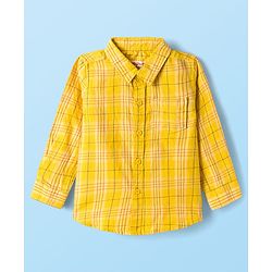 Babyhug Cotton Woven Full Sleeves Checkered Shirt & Denim Jeans with T-Shirt - Yellow