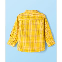 Babyhug Cotton Woven Full Sleeves Checkered Shirt & Denim Jeans with T-Shirt - Yellow