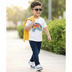 Babyhug Cotton Woven Full Sleeves Checkered Shirt & Denim Jeans with T-Shirt - Yellow