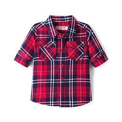 Babyhug Cotton Woven Full Sleeves Checkered Shirt & Denim Jeans - Red & Blue