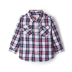 Babyhug Cotton Woven Full Sleeves Checkered Shirt & Trouser Set with Suspender - Maroon