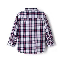 Babyhug Cotton Woven Full Sleeves Checkered Shirt & Trouser Set with Suspender - Maroon