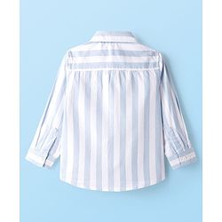 Babyhug Cotton Woven Full Sleeves Striped Shirt & Trouser Set - Light & Navy Blue