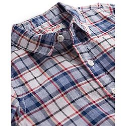 Babyhug Cotton Woven Full Sleeves Checkered Shirt & Denim Jeans Set - Blue