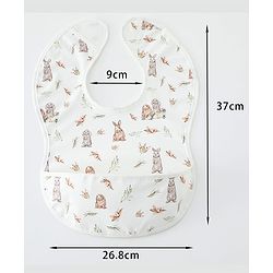 Babyhug Waterproof PU Sleeveless Feeding Bibs Pack of 2 - Bunny & Whale Print| Crumb Catcher Pocket| Easy Wipe Clean| Easy Velcro Closure| Weaning & Feeding Bibs| 0+ Months