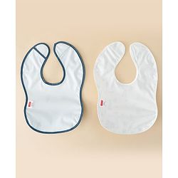 Babyhug Waterproof PU Sleeveless Feeding Bibs Pack of 2 - Bunny & Whale Print| Crumb Catcher Pocket| Easy Wipe Clean| Easy Velcro Closure| Weaning & Feeding Bibs| 0+ Months
