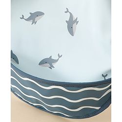 Babyhug Waterproof PU Sleeveless Feeding Bibs Pack of 2 - Bunny & Whale Print| Crumb Catcher Pocket| Easy Wipe Clean| Easy Velcro Closure| Weaning & Feeding Bibs| 0+ Months