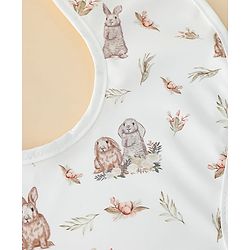 Babyhug Waterproof PU Sleeveless Feeding Bibs Pack of 2 - Bunny & Whale Print| Crumb Catcher Pocket| Easy Wipe Clean| Easy Velcro Closure| Weaning & Feeding Bibs| 0+ Months