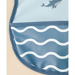 Babyhug Waterproof PU Sleeveless Feeding Bibs Pack of 2 - Bunny & Whale Print| Crumb Catcher Pocket| Easy Wipe Clean| Easy Velcro Closure| Weaning & Feeding Bibs| 0+ Months