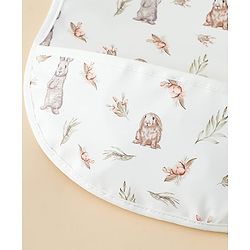 Babyhug Waterproof PU Sleeveless Feeding Bibs Pack of 2 - Bunny & Whale Print| Crumb Catcher Pocket| Easy Wipe Clean| Easy Velcro Closure| Weaning & Feeding Bibs| 0+ Months