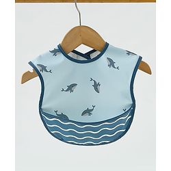Babyhug Waterproof PU Sleeveless Feeding Bibs Pack of 2 - Bunny & Whale Print| Crumb Catcher Pocket| Easy Wipe Clean| Easy Velcro Closure| Weaning & Feeding Bibs| 0+ Months